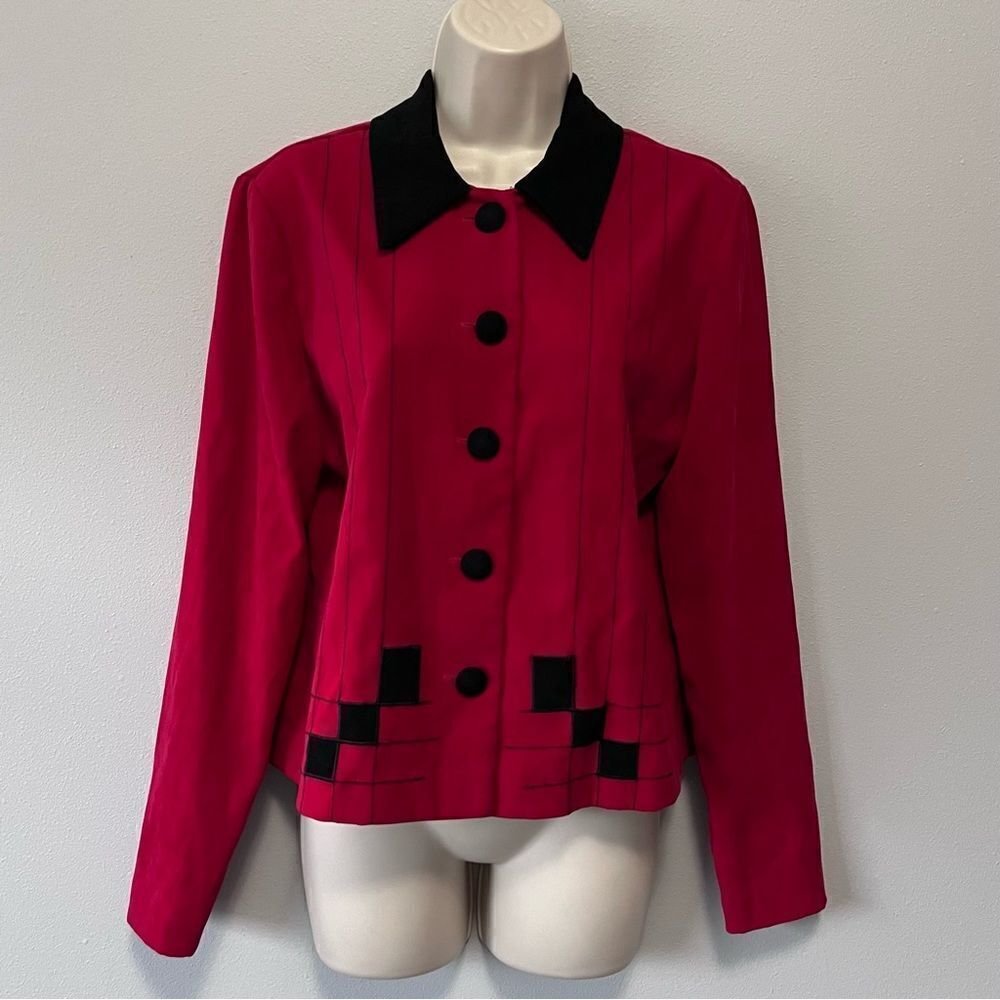 John Robert’s Red and Black Button Blazer Size 8